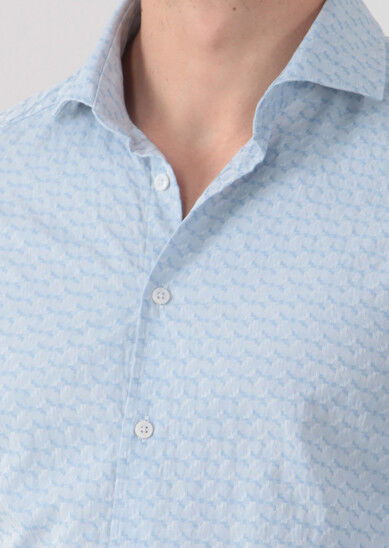 Mavi Desenli Fitted Fit Dokuma Casual %100 Pamuk Gömlek - 3