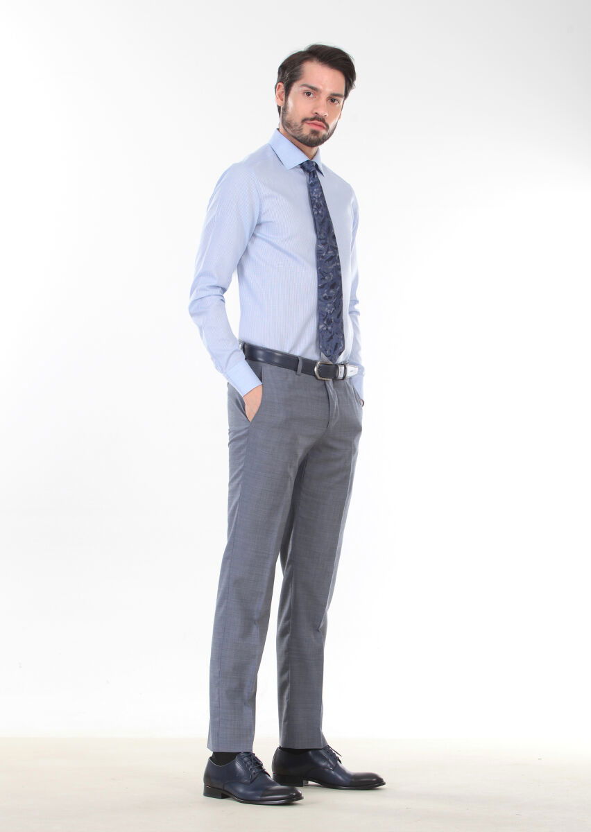 Mavi Desenli Regular Fit Dokuma Klasik %100 Pamuk Gömlek - 3