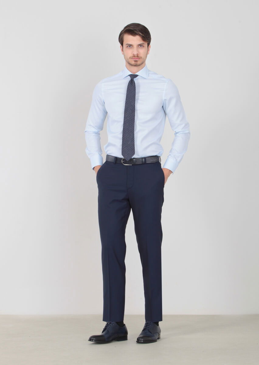 Mavi Desenli Regular Fit Dokuma Klasik %100 Pamuk Gömlek - 1