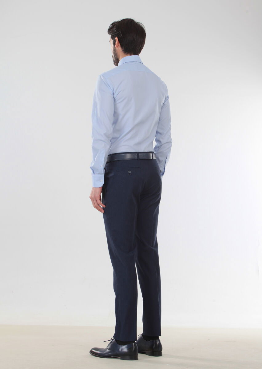 Mavi Desenli Slim Fit Dokuma Klasik %100 Pamuk Gömlek - 2