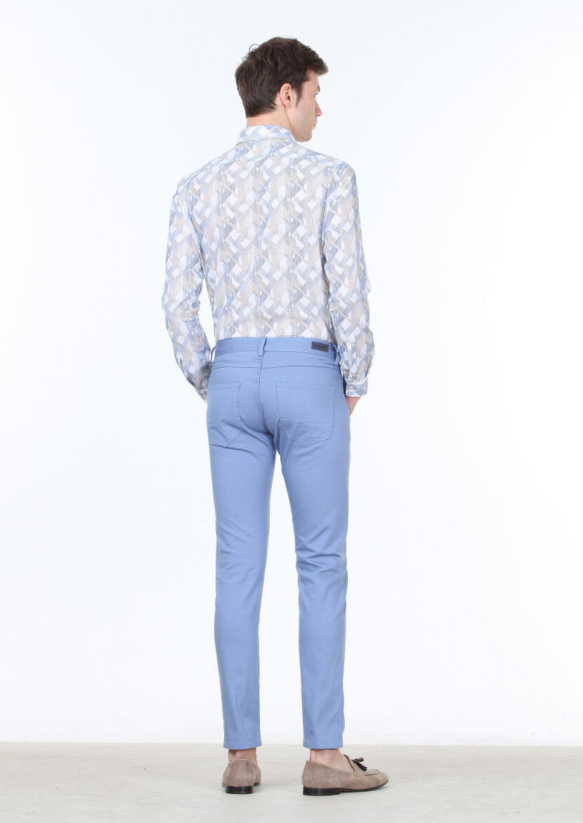 Mavi Dokuma Slim Fit Casual Pamuk Karışımlı Pantolon - 4