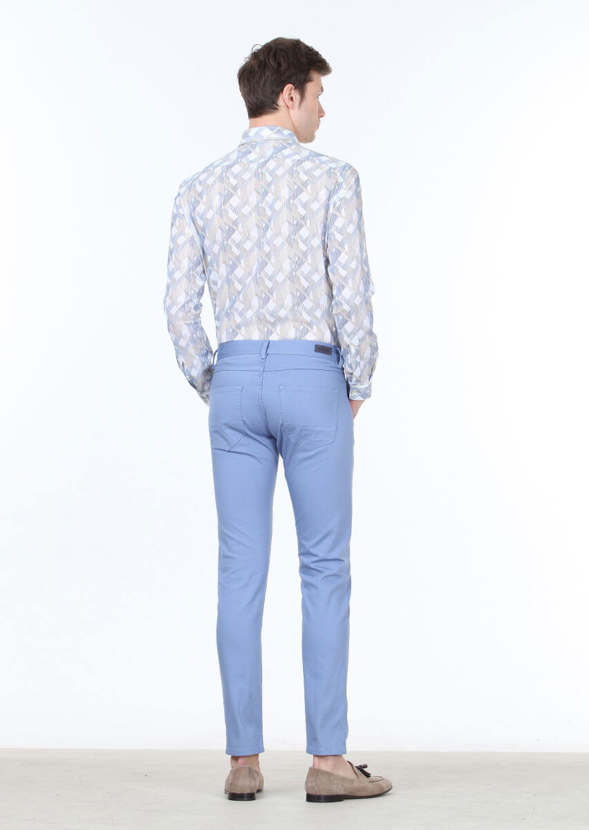 Mavi Dokuma Slim Fit Casual Pamuk Karışımlı Pantolon - 4
