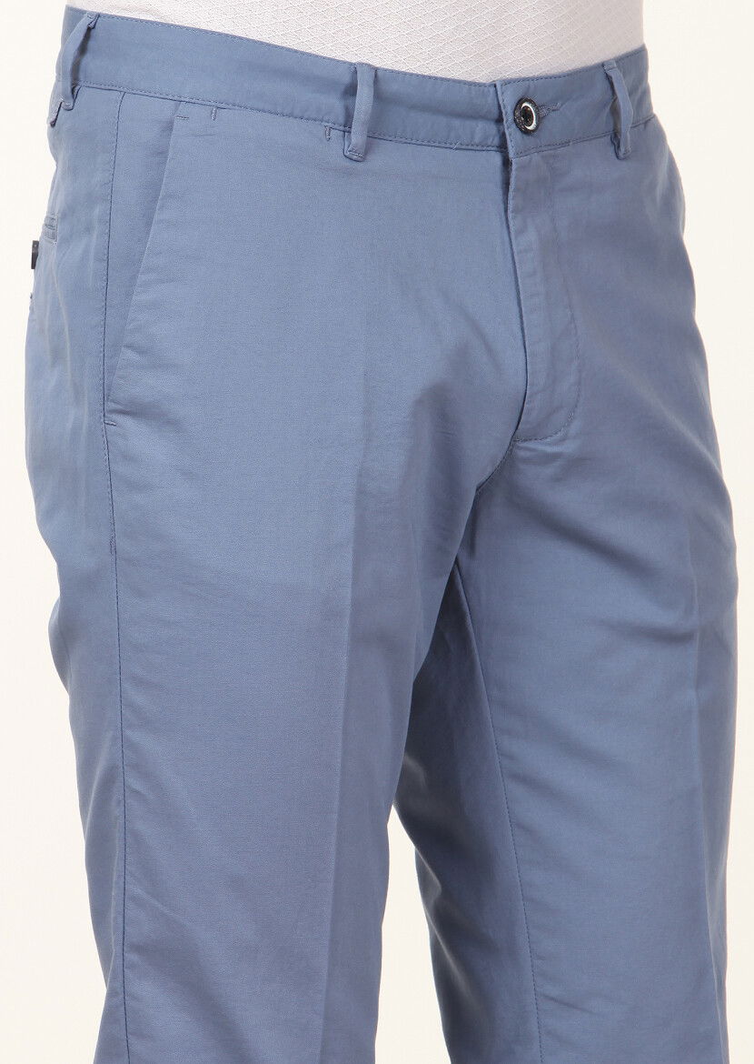 Mavi Düz Dokuma Regular Fit Casual Pamuk Karışımlı Pantolon - 3