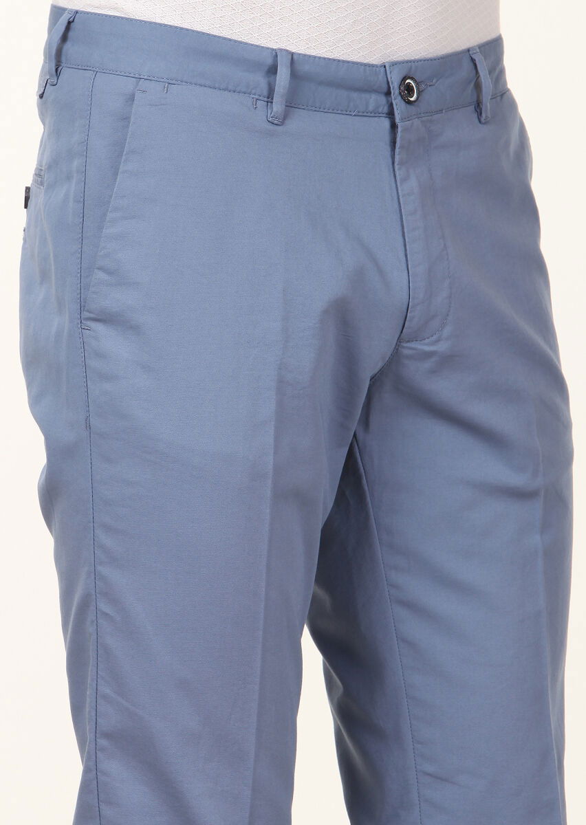 Mavi Düz Dokuma Regular Fit Casual Pamuk Karışımlı Pantolon - 3