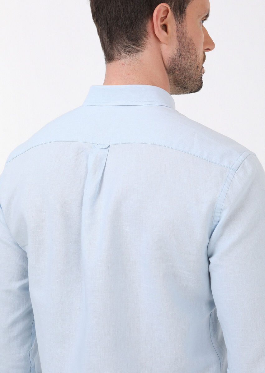 Mavi Düz Regular Fit Dokuma Casual Pamuk Karışımlı Gömlek - 5