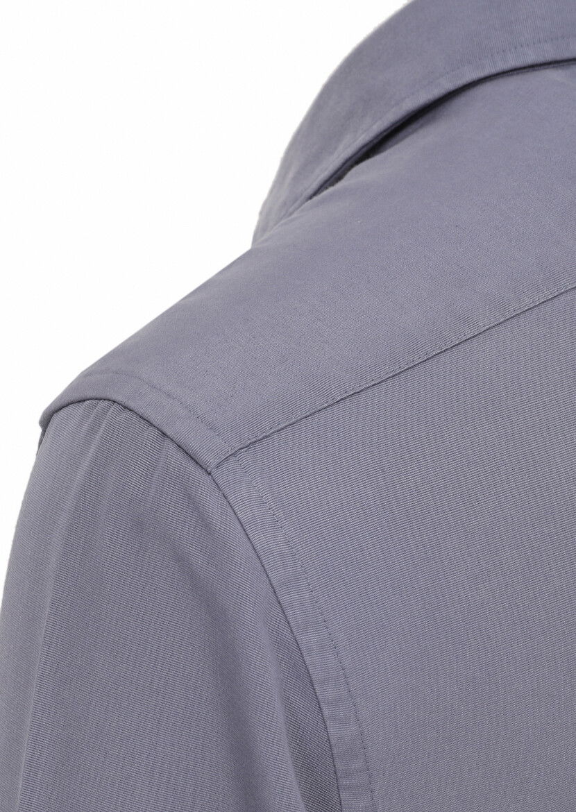 Mavi Düz Regular Fit Dokuma Casual Pamuk Karışımlı Gömlek - 3