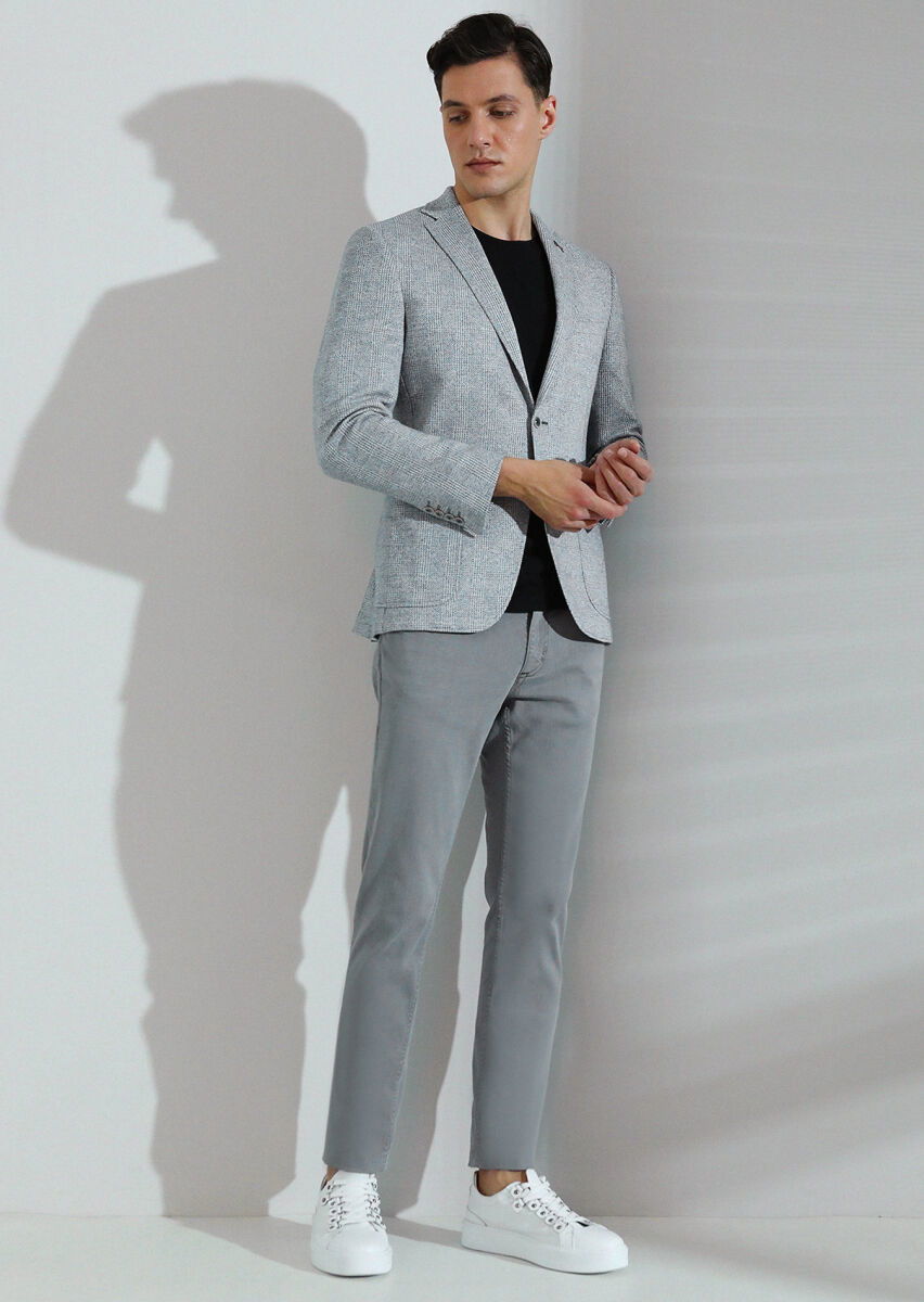 Mavi Kareli Zeroweight Slim Fit Pamuk Karışımlı Örme Ceket - 4