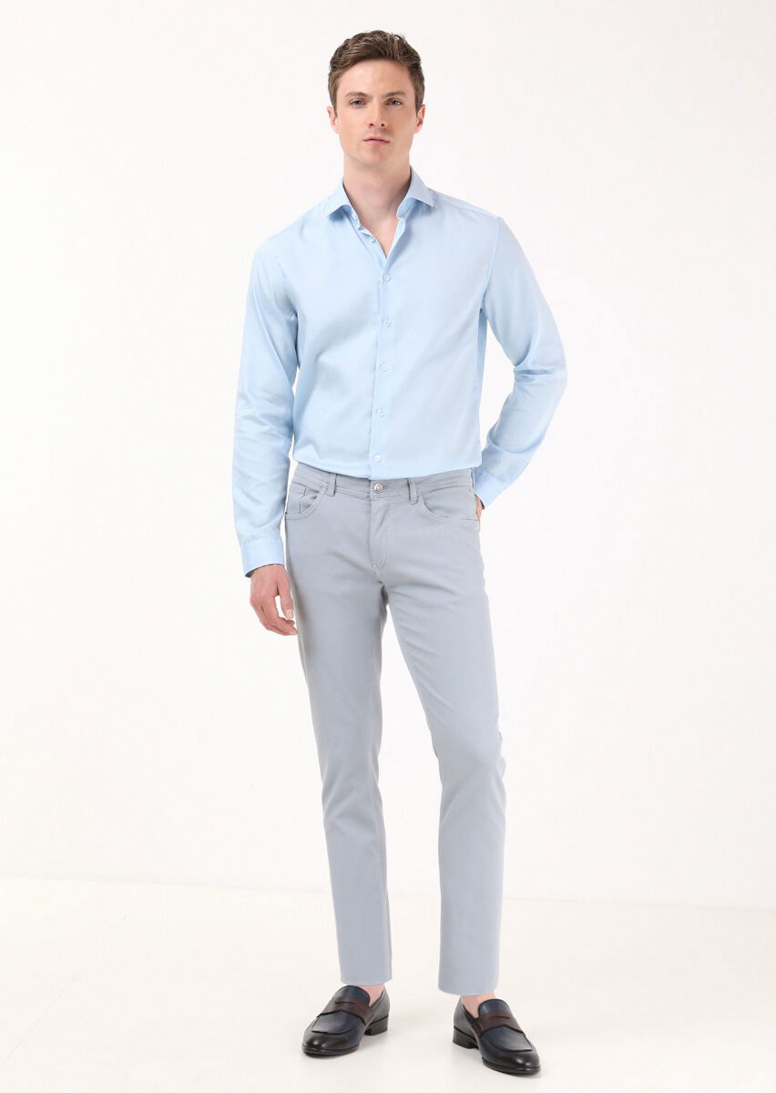 Mavi Mikro Dokuma Slim Fit Casual Pamuk Karışımlı Pantolon - 1