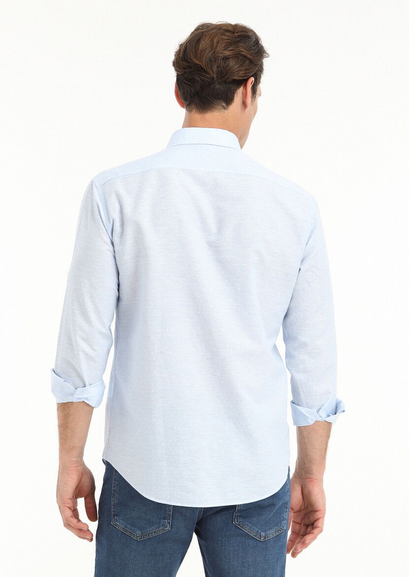 Mavi Mikro Regular Fit Dokuma Casual Pamuk Karışımlı Gömlek - 4