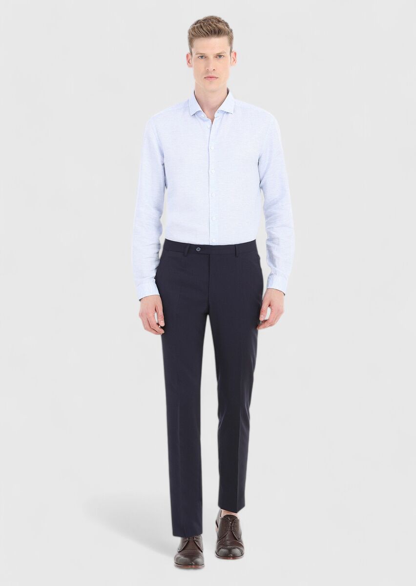 Mavi Mikro Regular Fit Dokuma Casual Pamuk Karışımlı Gömlek - 1
