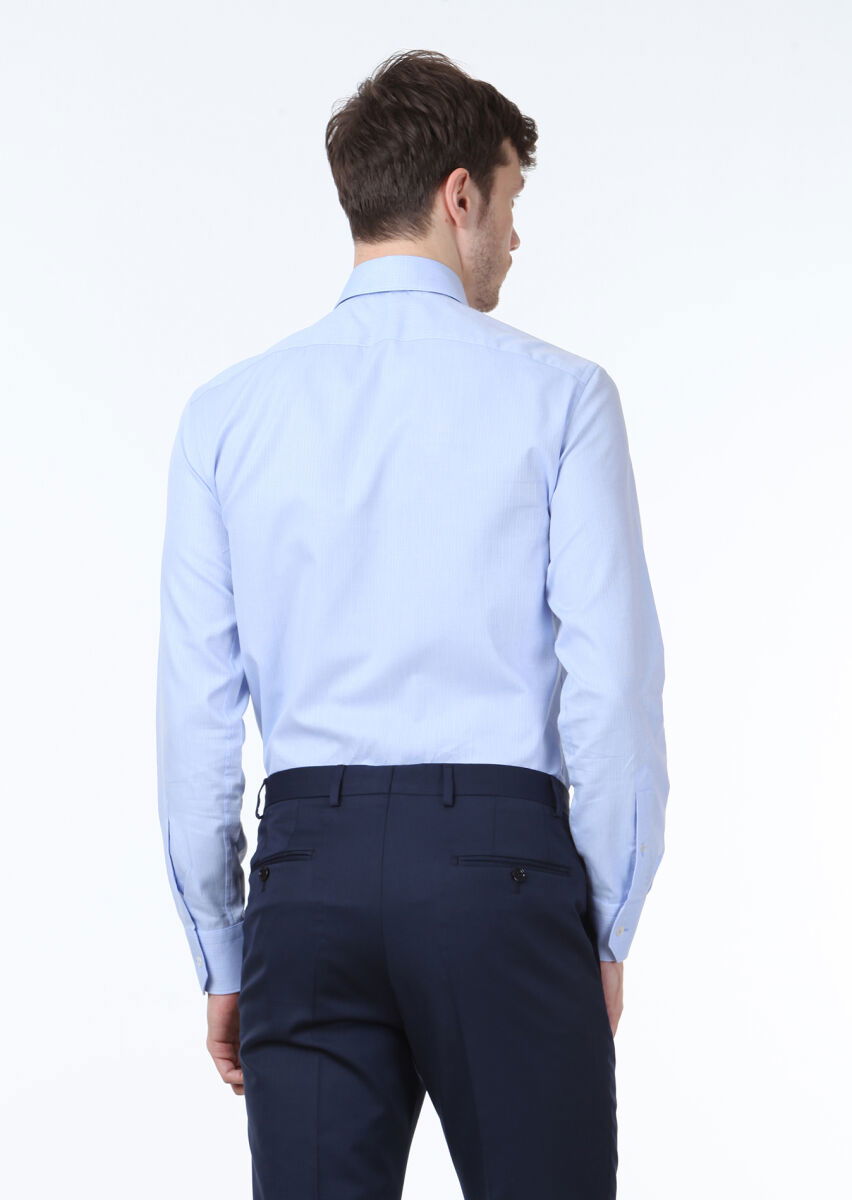 Mavi Mikro Regular Fit Dokuma Klasik %100 Pamuk Gömlek - 4
