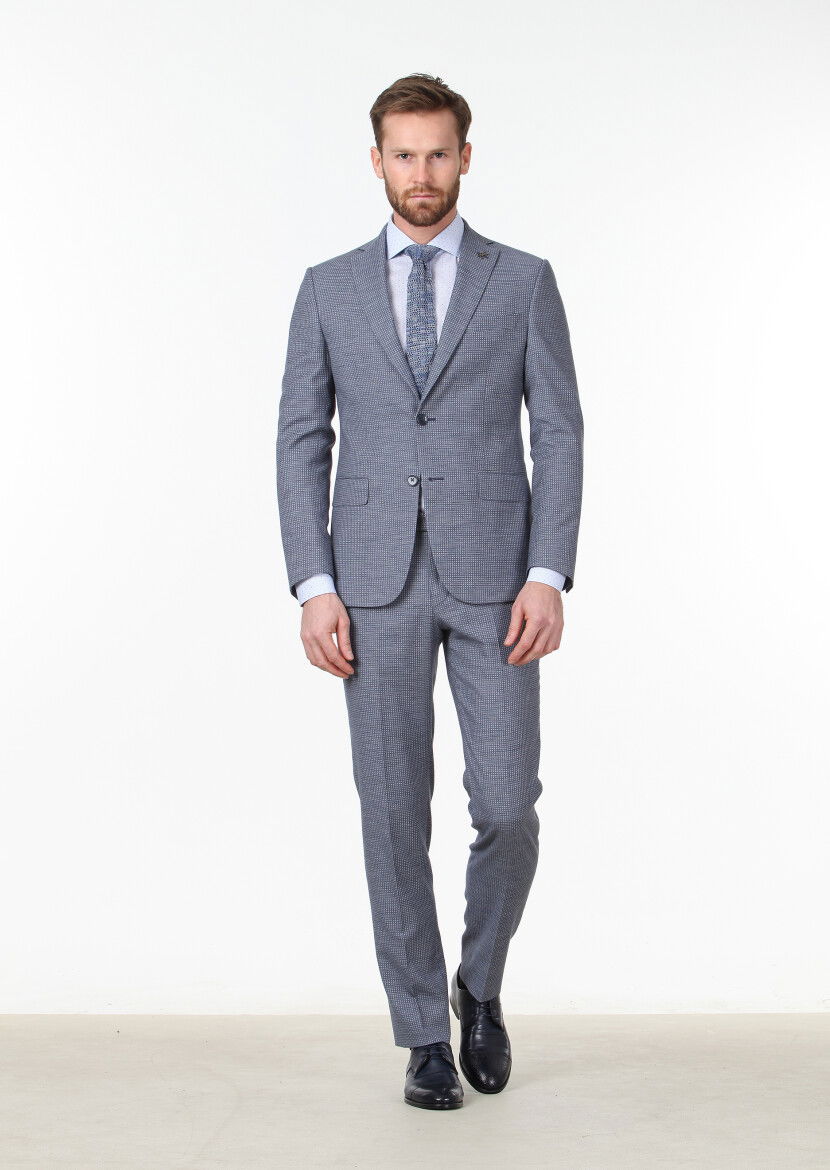 Mavi Mikro Zeroweight Slim Fit Yün Karışımlı Takım Elbise - 2