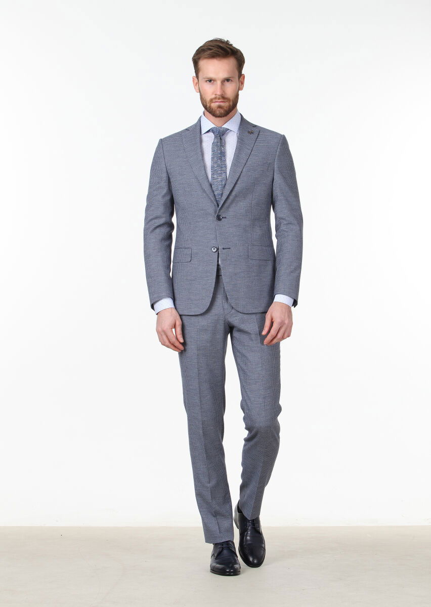 Mavi Mikro Zeroweight Slim Fit Yün Karışımlı Takım Elbise - 2