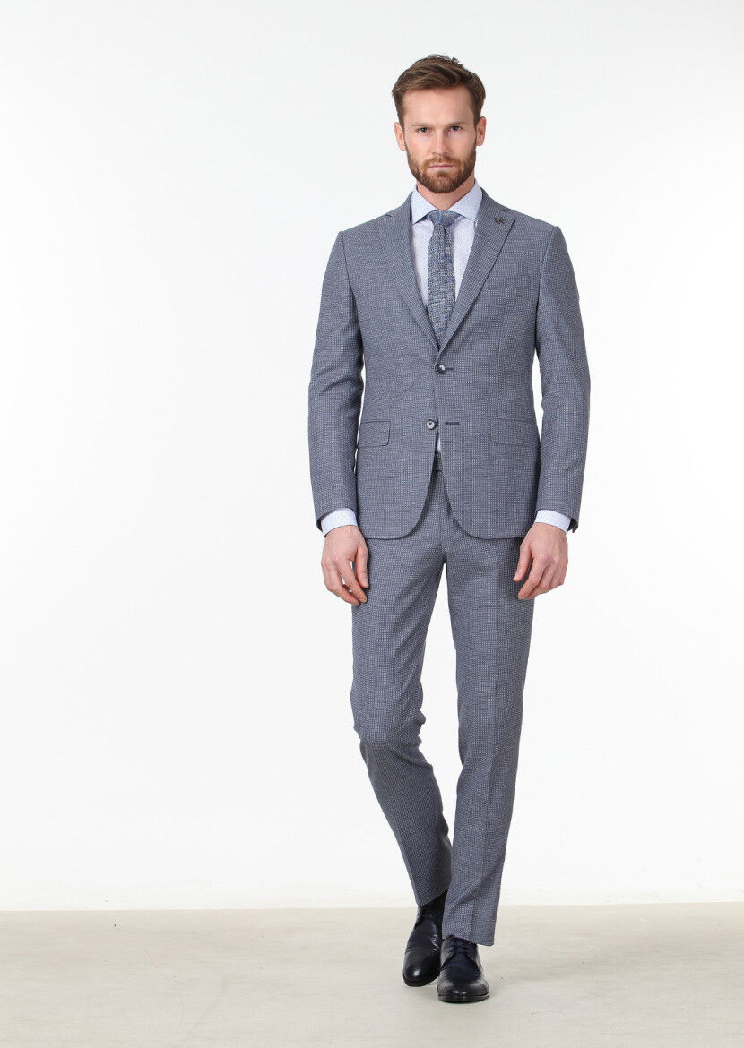Mavi Mikro Zeroweight Slim Fit Yün Karışımlı Takım Elbise - 3