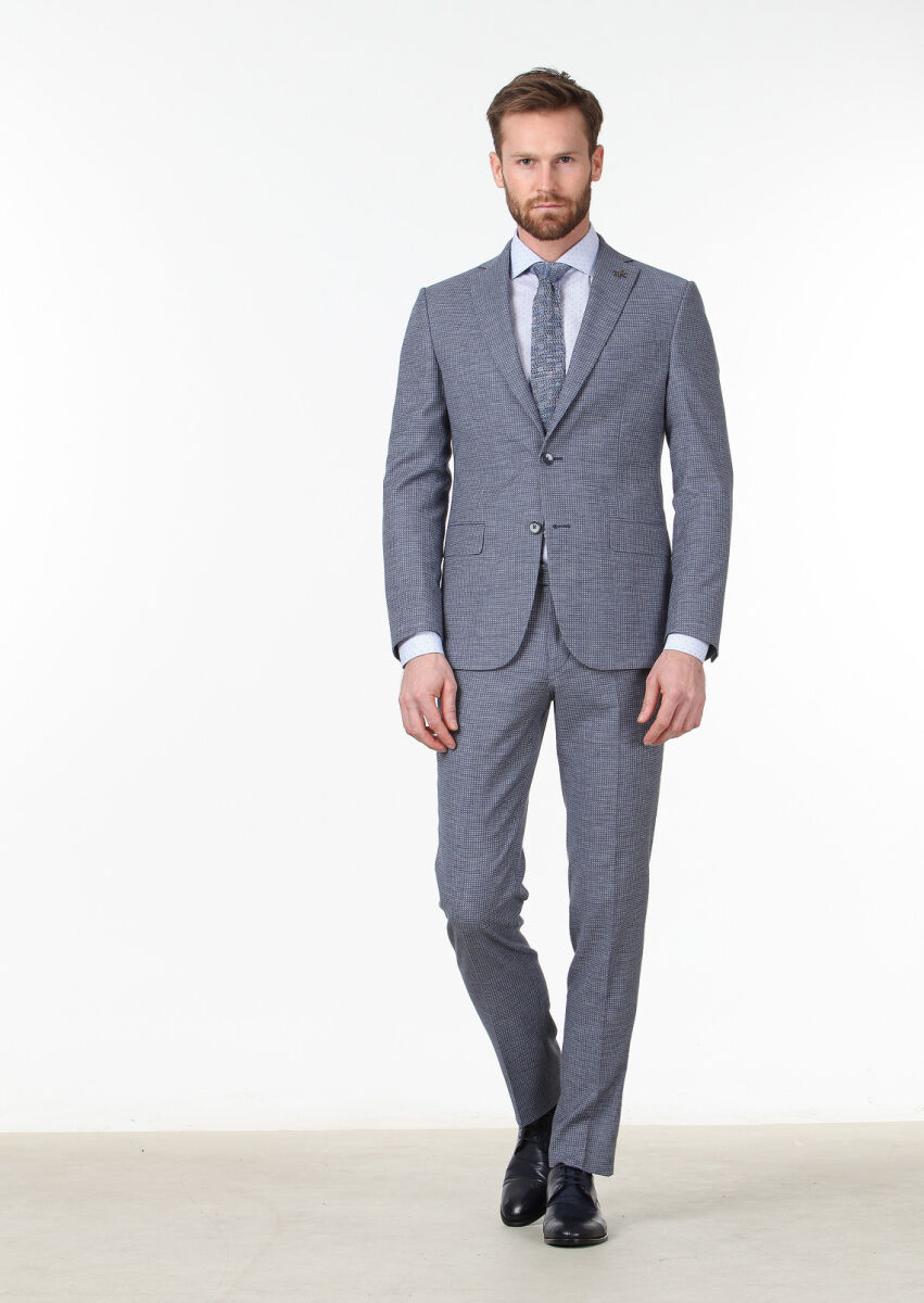Mavi Mikro Zeroweight Slim Fit Yün Karışımlı Takım Elbise - 3