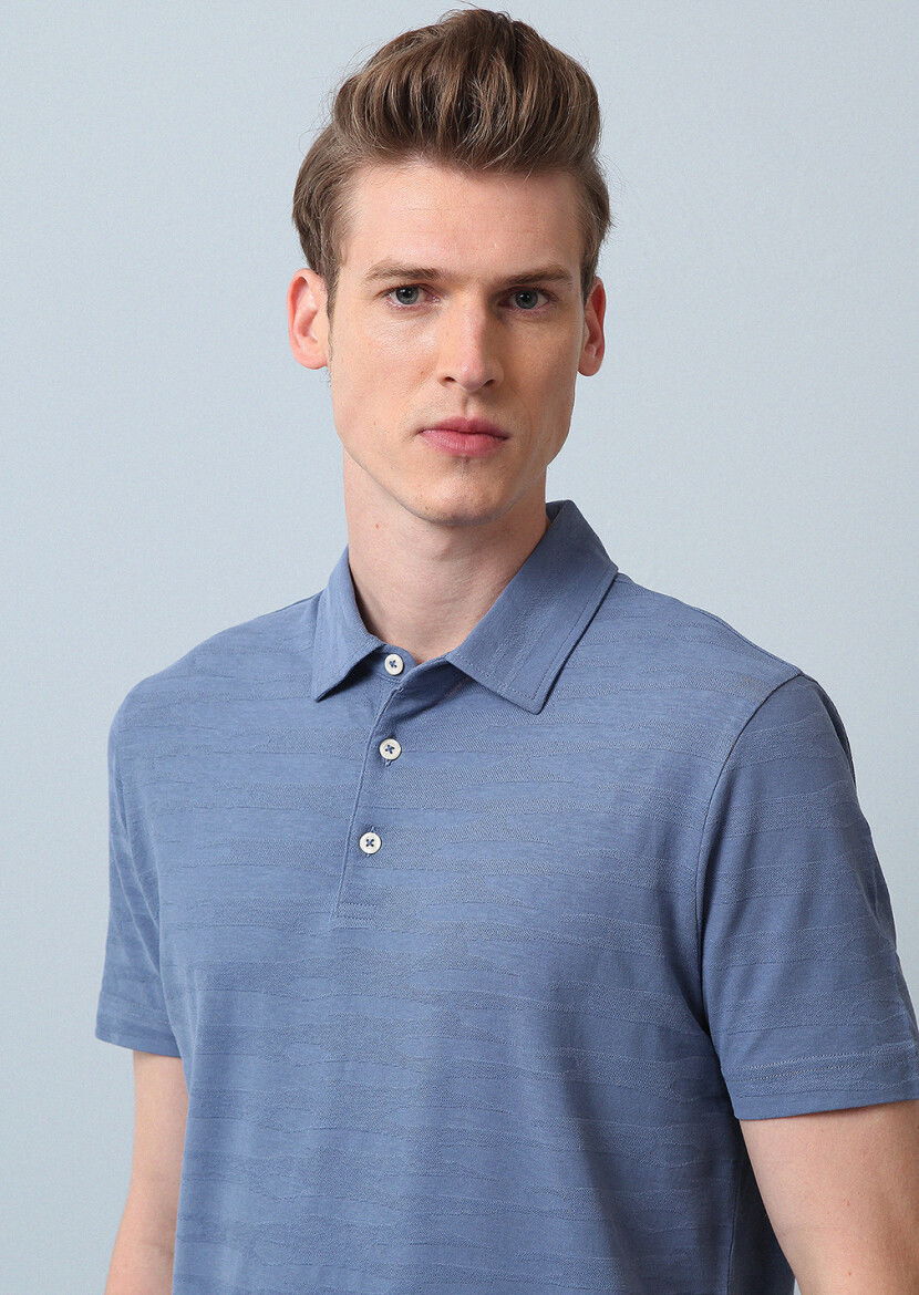 Mavi Polo Yaka %100 Pamuk T-Shirt 