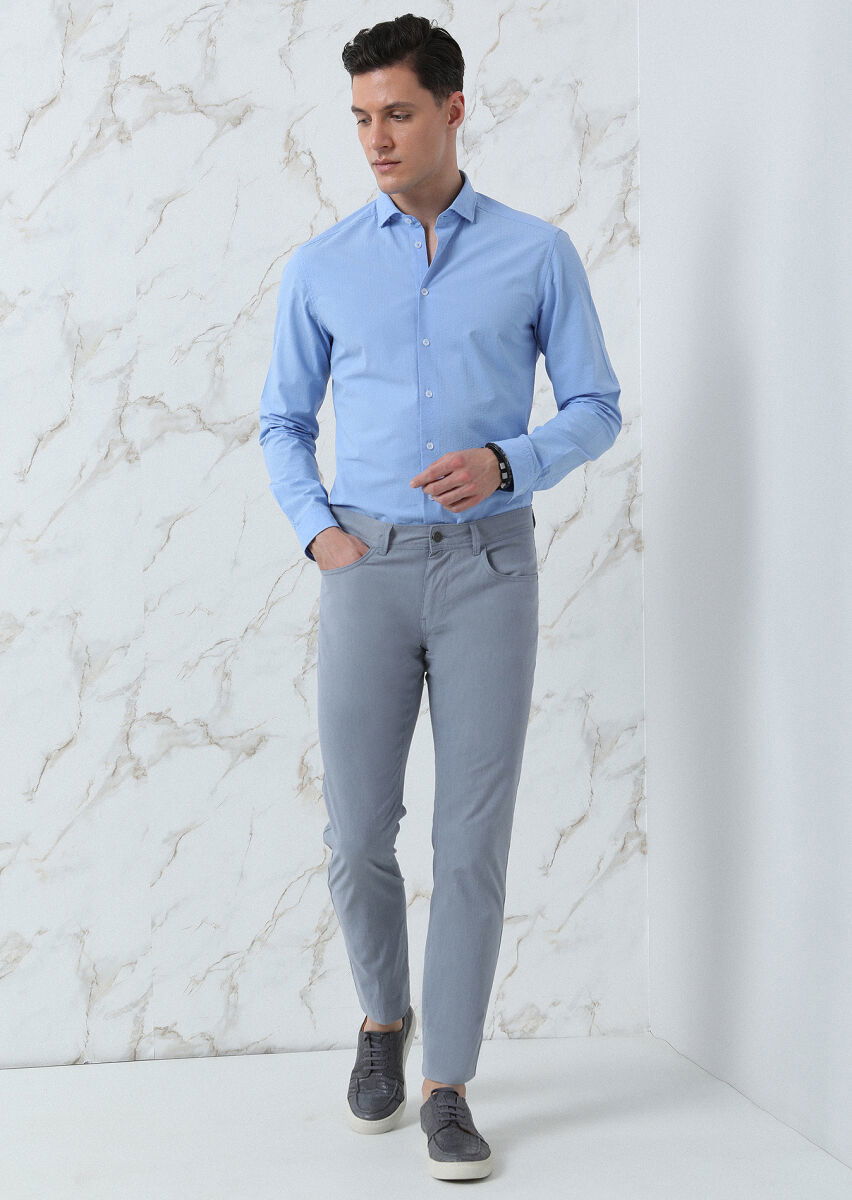 Mavi Slim Fit Dokuma Casual %100 Pamuk Gömlek - 1