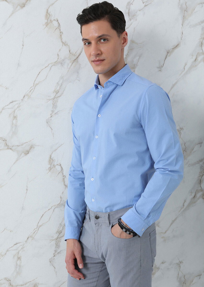 Mavi Slim Fit Dokuma Casual %100 Pamuk Gömlek - 2