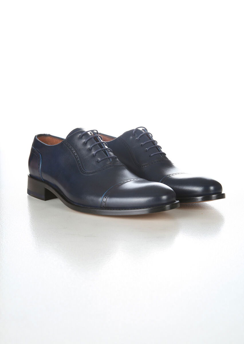 Navy Blue Leather Shoes - 2