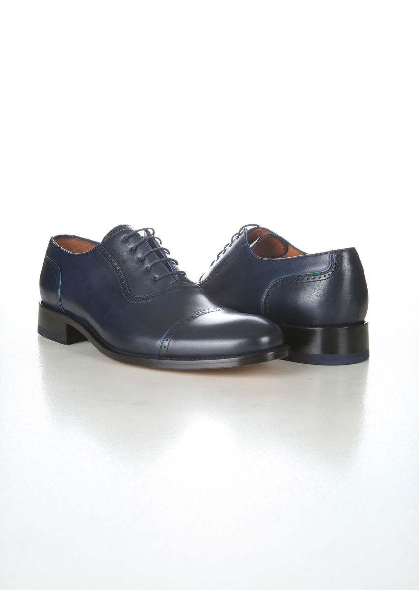 Navy Blue Leather Shoes - 3