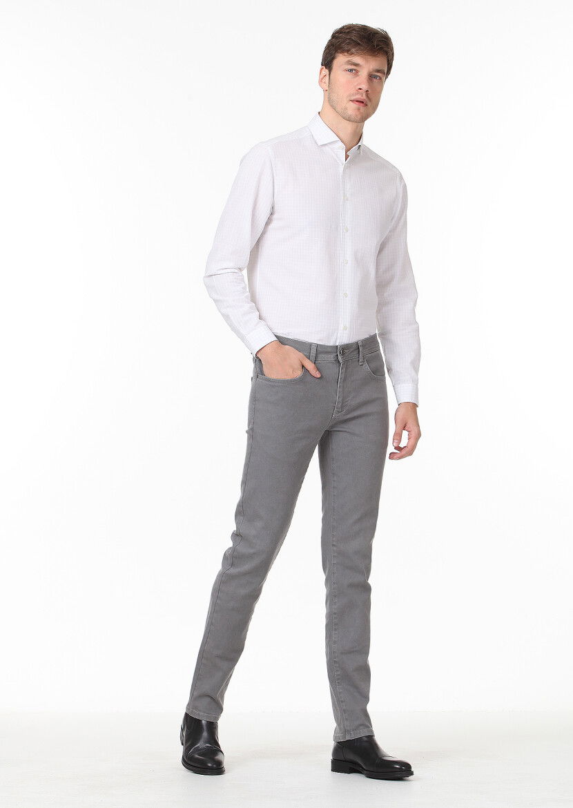 Renksiz Regular Fit Dokuma Casual %100 Pamuk Gömlek - 3