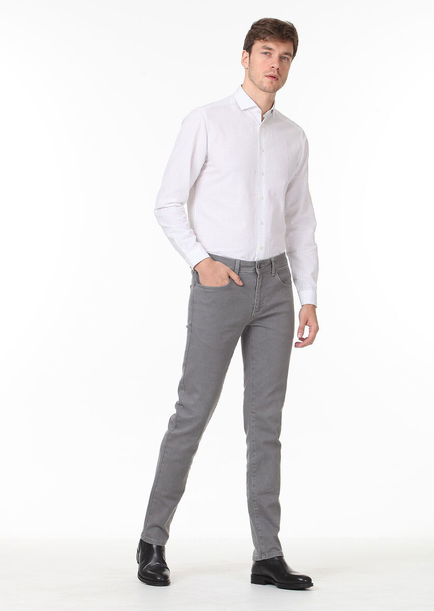 Renksiz Regular Fit Dokuma Casual %100 Pamuk Gömlek - 3