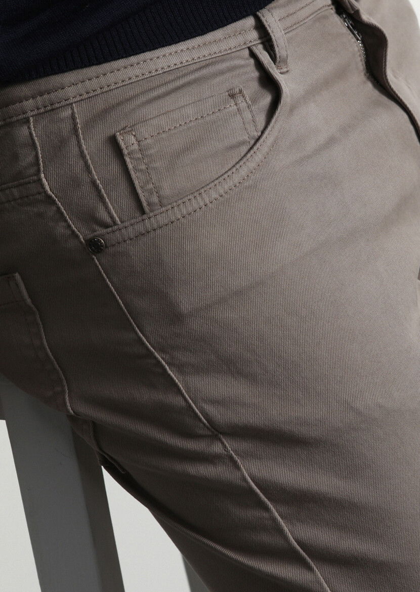 Safran Düz Dokuma Slim Fit Casual Pamuk Karışımlı Pantolon 