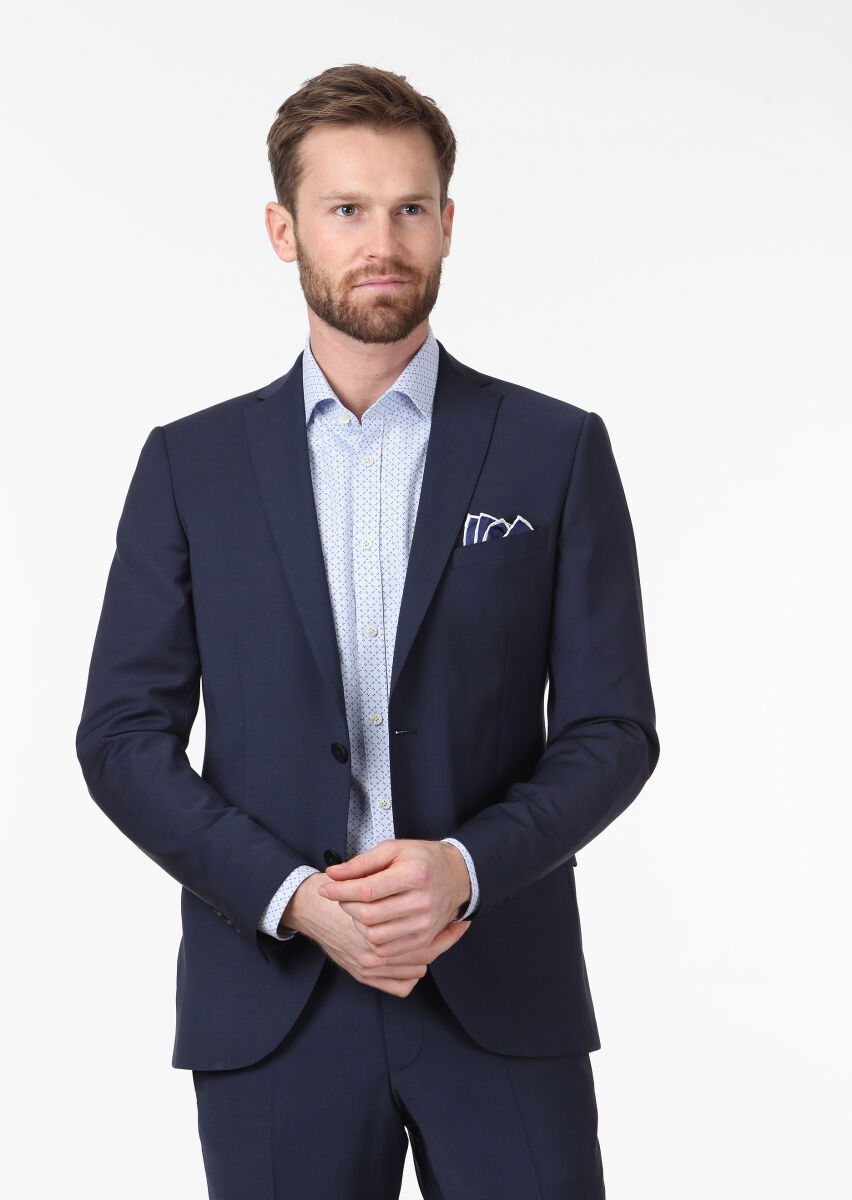 Saks Düz Fashion Slim Fit Yün Karışımlı Takım Elbise - 3