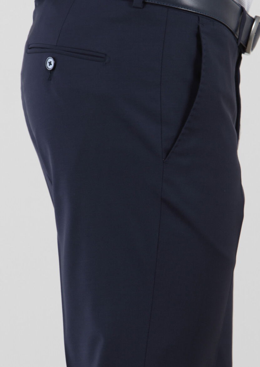 Saks Düz Kumaş Modern Fit Klasik Yün Karışımlı Pantolon - 3
