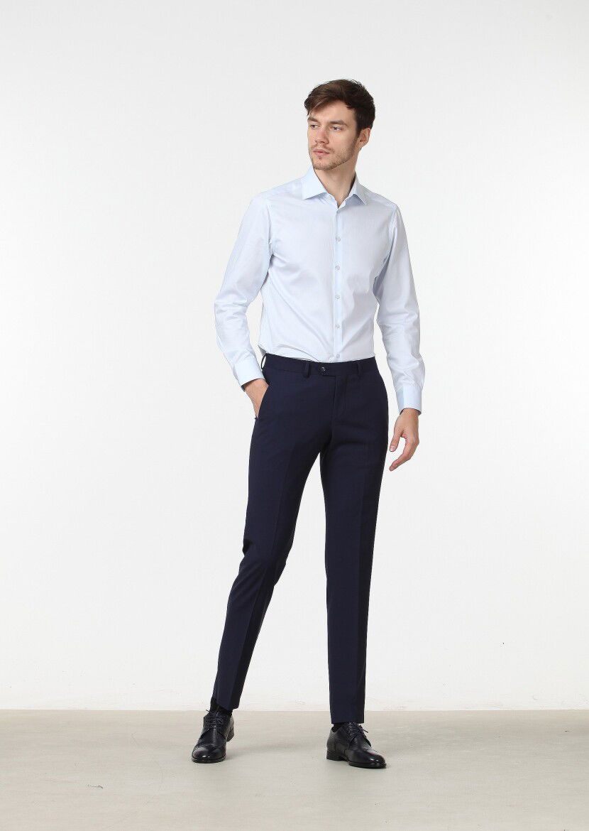 Saks Düz Kumaş Modern Fit Klasik Yün Karışımlı Pantolon - 1