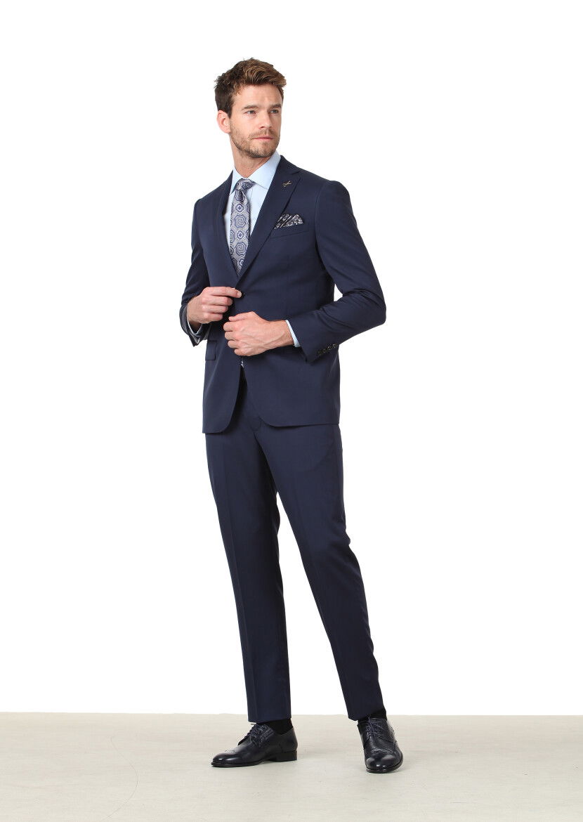 Saks Düz Regular Fit %100 Yün Takım Elbise - 3