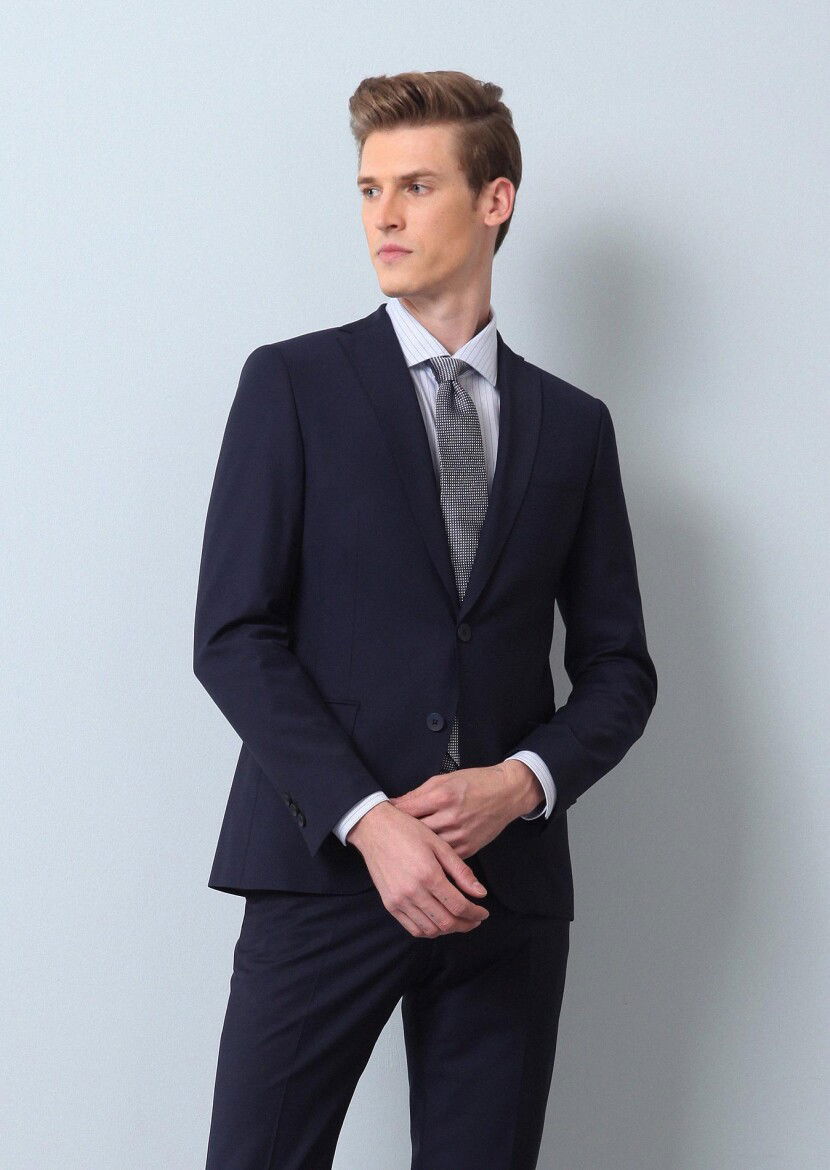 Saks Düz Regular Fit Yün Karışımlı Takım Elbise - 2
