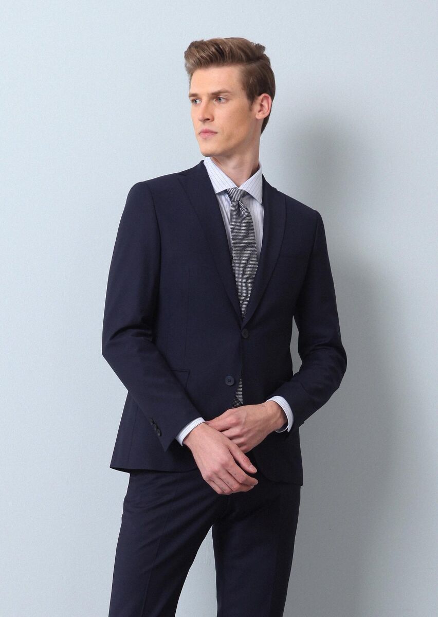 Saks Düz Regular Fit Yün Karışımlı Takım Elbise - 2