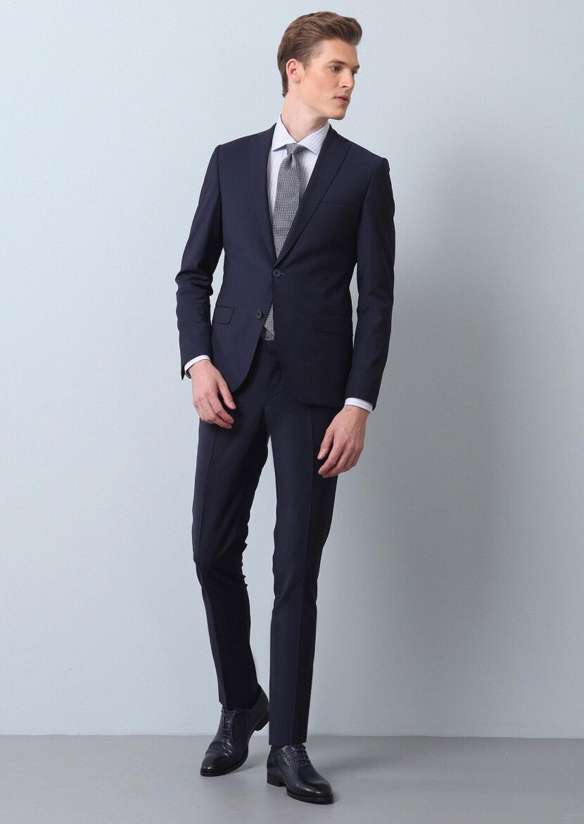 Saks Düz Regular Fit Yün Karışımlı Takım Elbise - 3