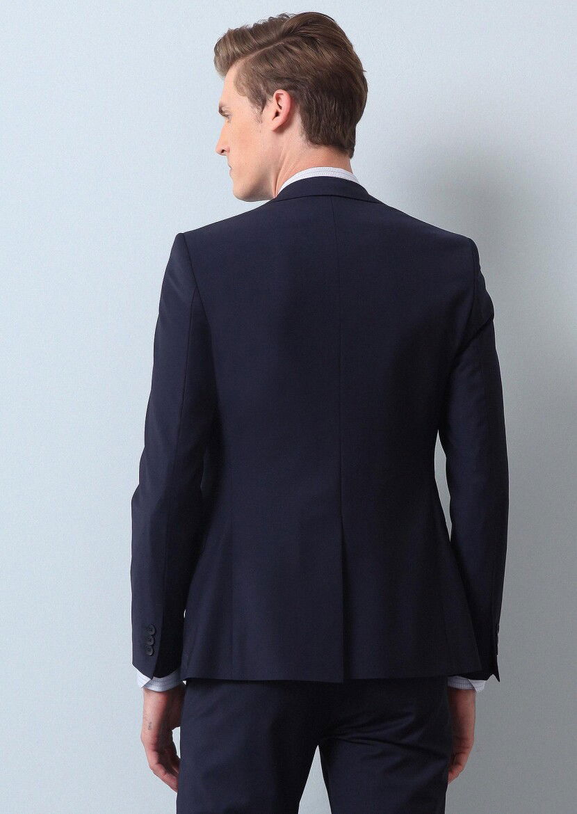 Saks Düz Regular Fit Yün Karışımlı Takım Elbise - 5