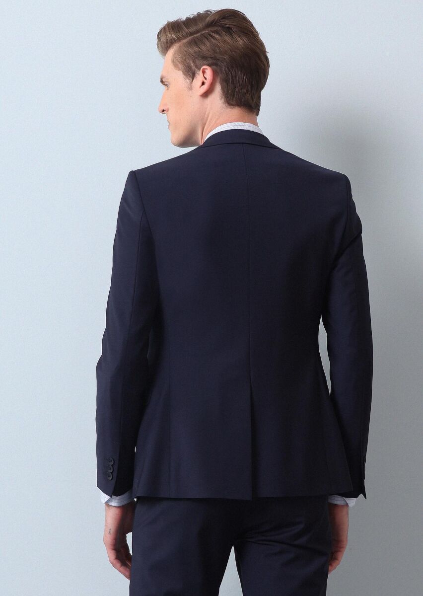 Saks Düz Regular Fit Yün Karışımlı Takım Elbise - 5