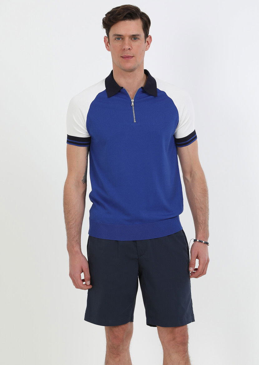 Saks Polo Yaka Düz Örgü Triko 