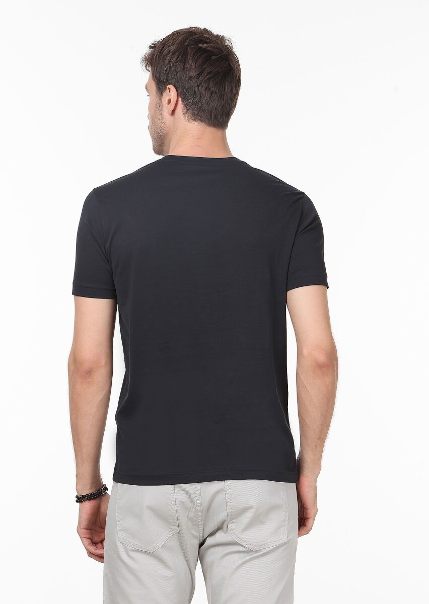 Siyah %100 Pamuk T-Shirt - 4