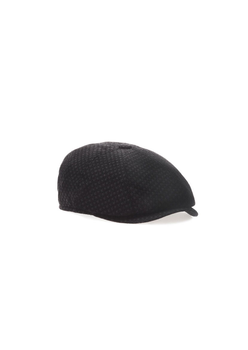 Siyah %50 Polyester ,%50 Yün Sapka - 1