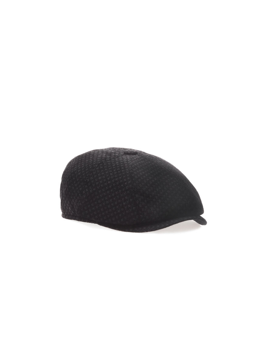 Siyah %50 Polyester ,%50 Yün Sapka - 1