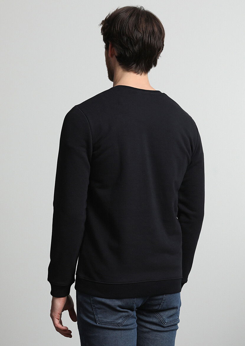 Siyah Baskılı Sweatshırt - 4