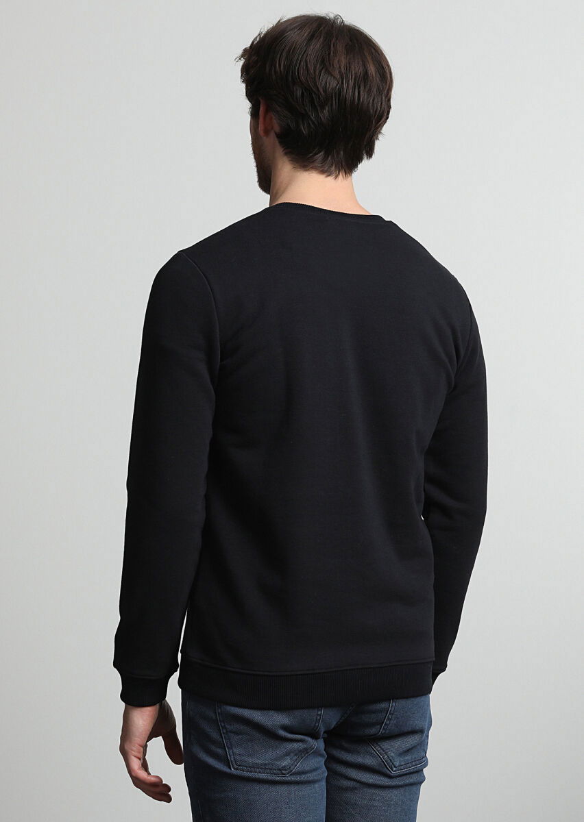 Siyah Baskılı Sweatshırt - 4