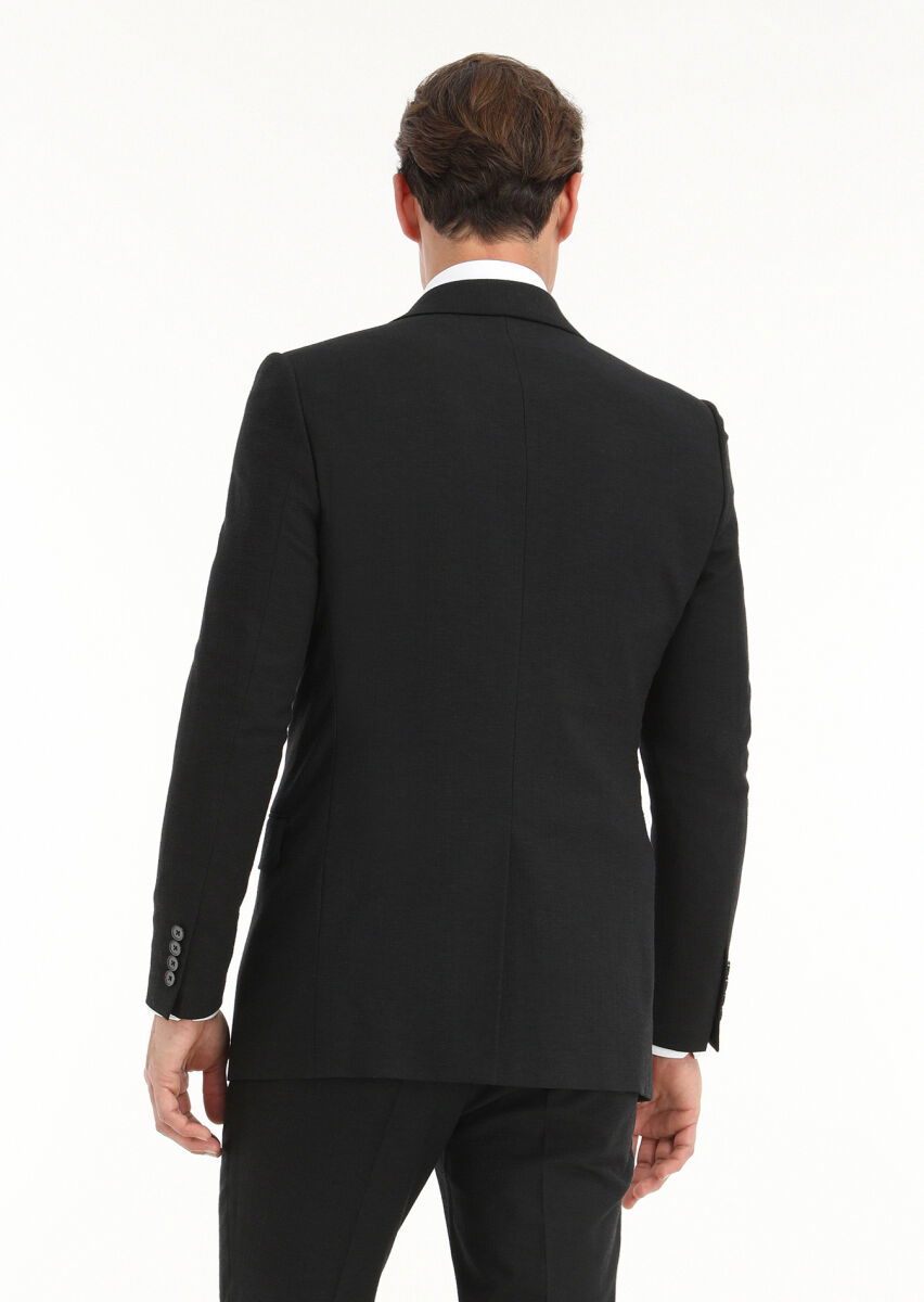 Siyah Çizgili Thin&taller Slim Fit Yün Karışımlı Takım Elbise - 4