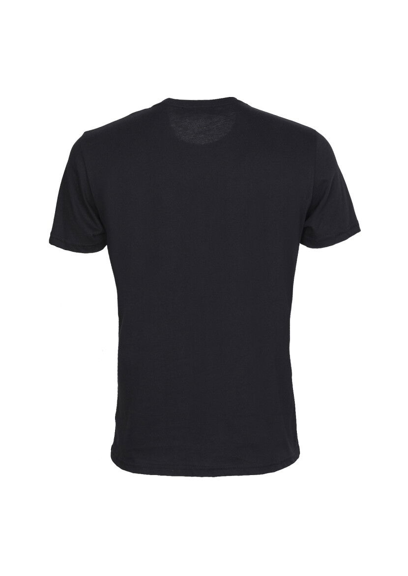 Siyah Desenli %100 Pamuk T-Shirt - 7