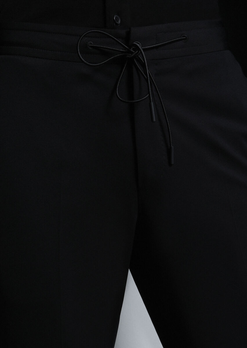 Siyah Düz Comfort Fit Örme Takım Elbise - 3