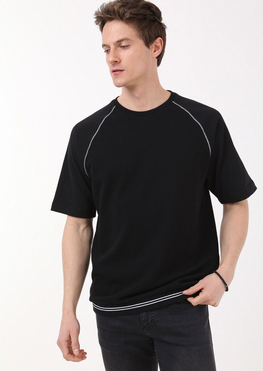 Siyah Jakarlı Sweatshırt - 2