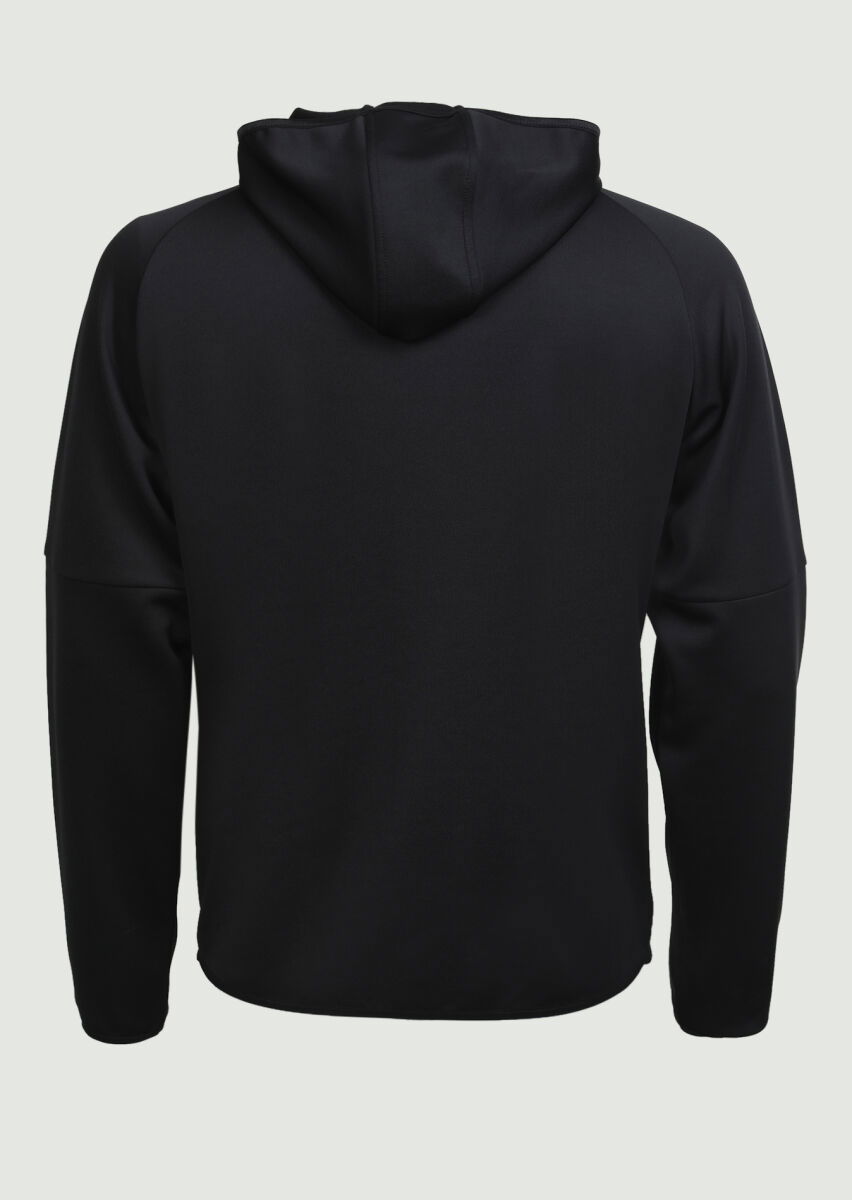 Siyah Kapüşonlu Düz Sweatshırt - 7