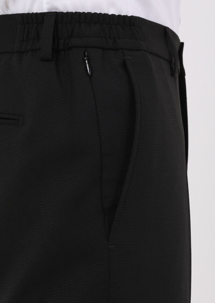 Siyah Mikro Modern Fit Yün Karışımlı Takım Elbise - 6