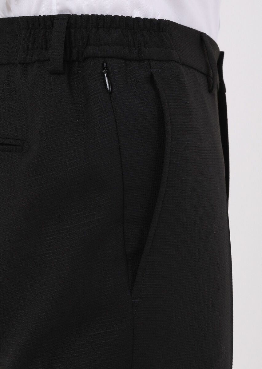Siyah Mikro Modern Fit Yün Karışımlı Takım Elbise - 6