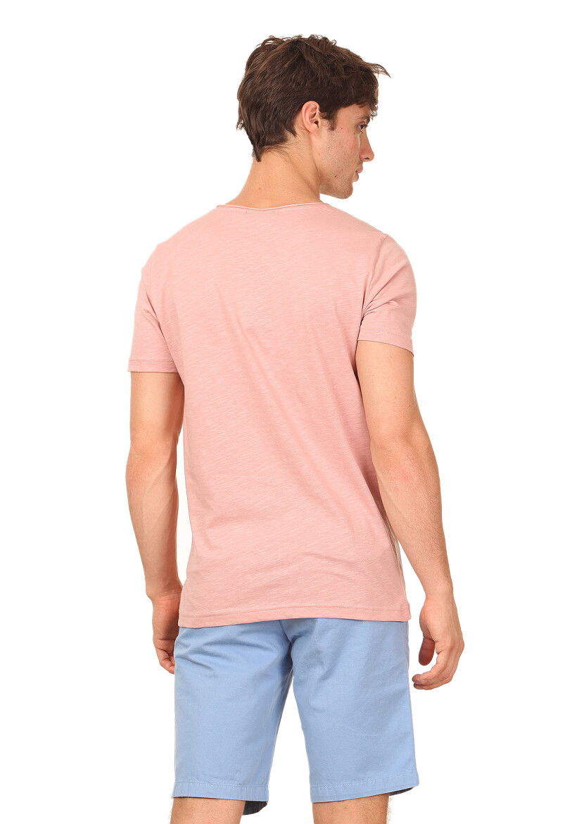 Somon Düz %100 Pamuk T-Shirt - 4
